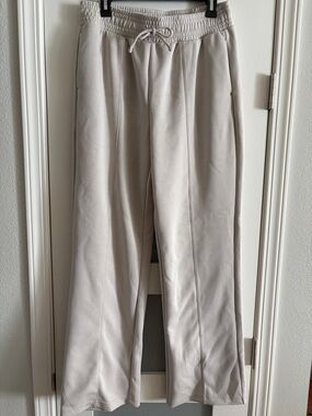 Women's Wide Leg Drawstring Pants in Light Beige